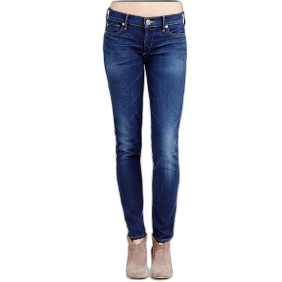 True Religion Casey Blue Medium Wash Lower Rise Skinny Jeans Size 31 - Picture 1 of 16